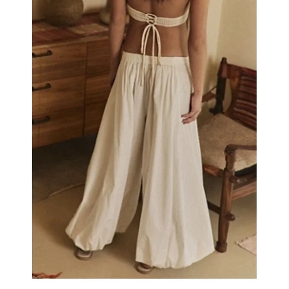 Free People Pants Free-est XS Wide Leg Barrel Balloon Lagenlook Boho Linen OP3-3